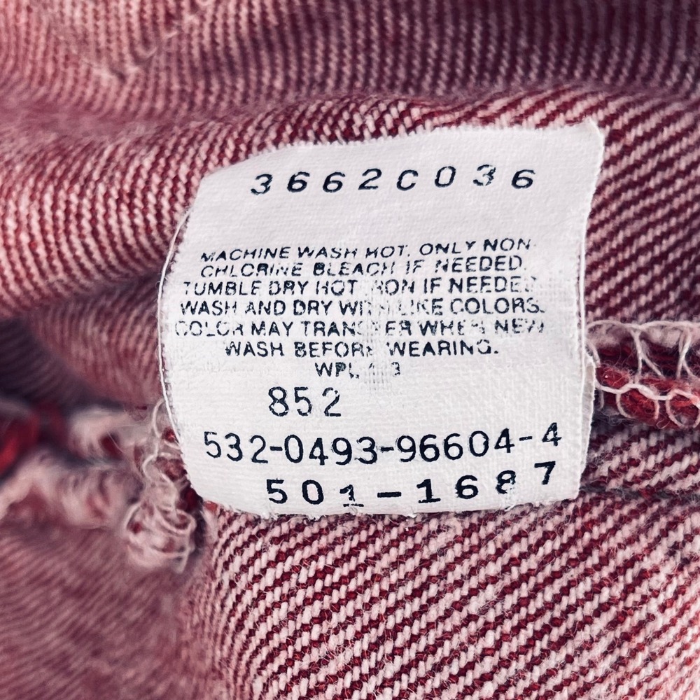 Vintage Levi 501 Jeans Men 38x32 Red Button Fly Baggy Denim Made in USA 1990s - Picture 8 of 16